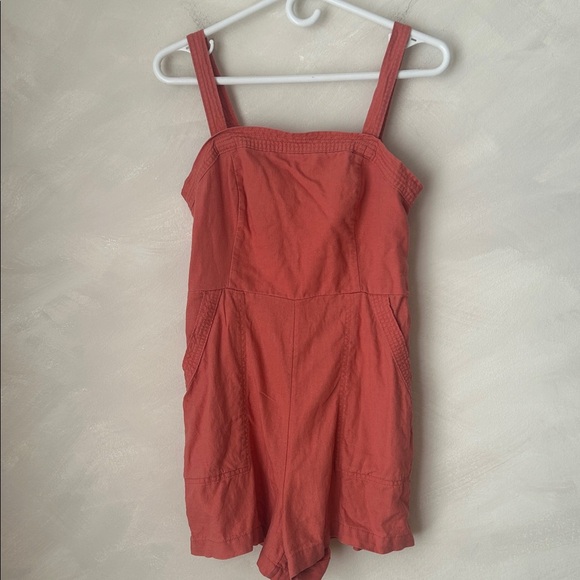Old Navy Utility Romper playsuit onesie romper linen blend pink size medium - Picture 3 of 8